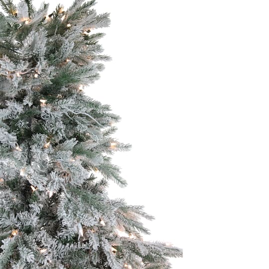 Northlight 7.5ft. Pre-Lit Real Touch Full Flocked Jasper Balsam Fir Artificial Christmas Tree, Clear Lights
